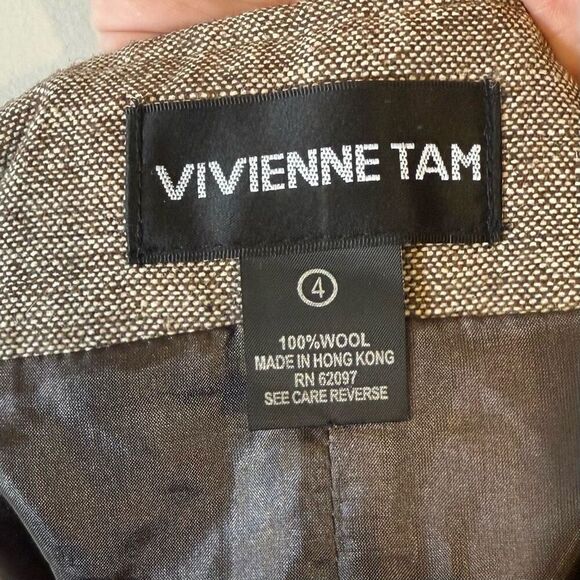 Vivienne Tam 100% Wool Brown Pencil Skirt Women’s Size 4 - Picture 3 of 7